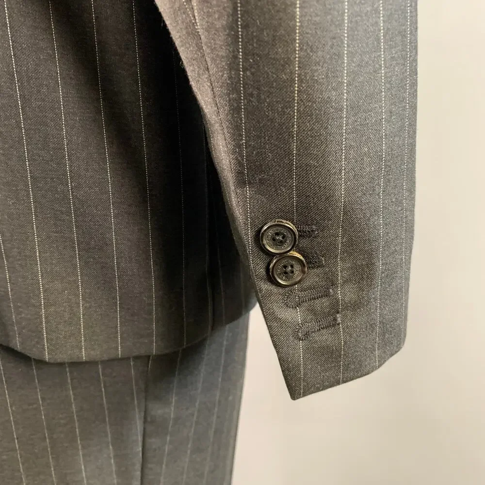 NEIL BARRETT Chest Size XL Grey Pinstripe Wool Notch Lapel 34 35 Suit